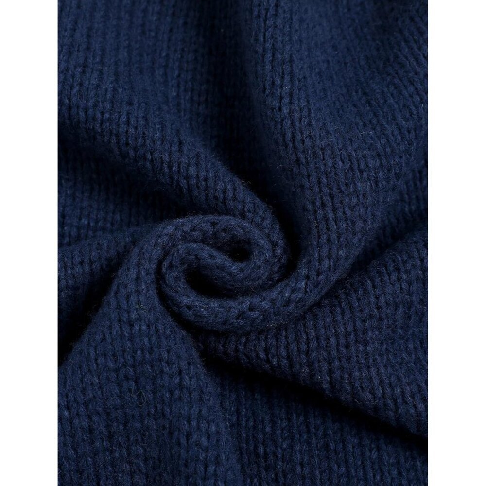 Women's Long Sleeve Knit Cardigan V Neck Tie Front Puff Fall Winter Casual - Picture 7 of 7